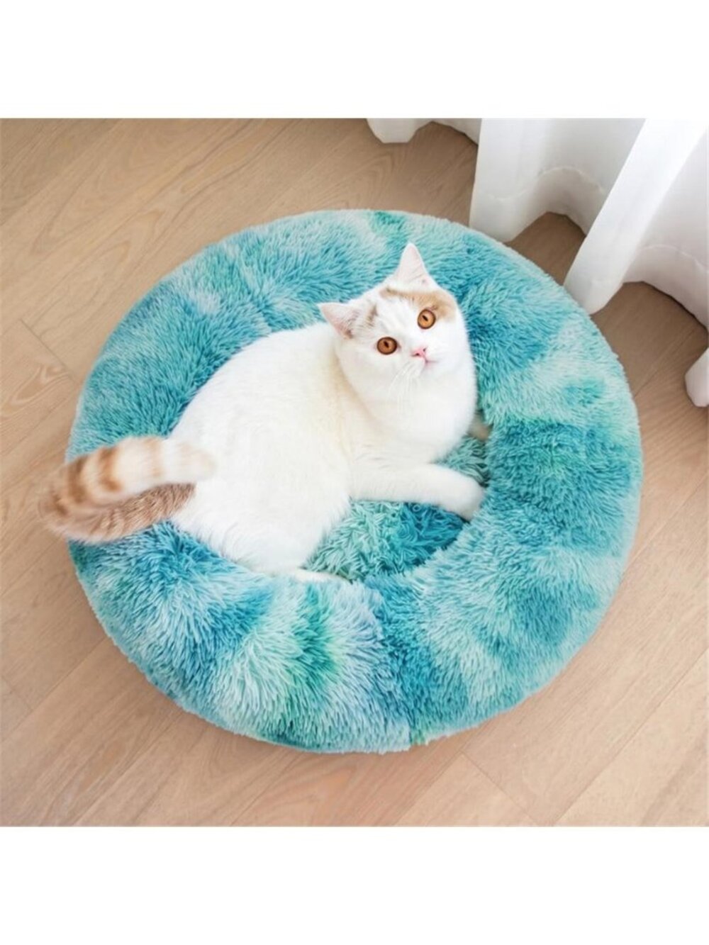 Calming Donut Pet Bed for Small Dogs 20"x20" Anti-Anxiety Plush - Picture 6 of 7